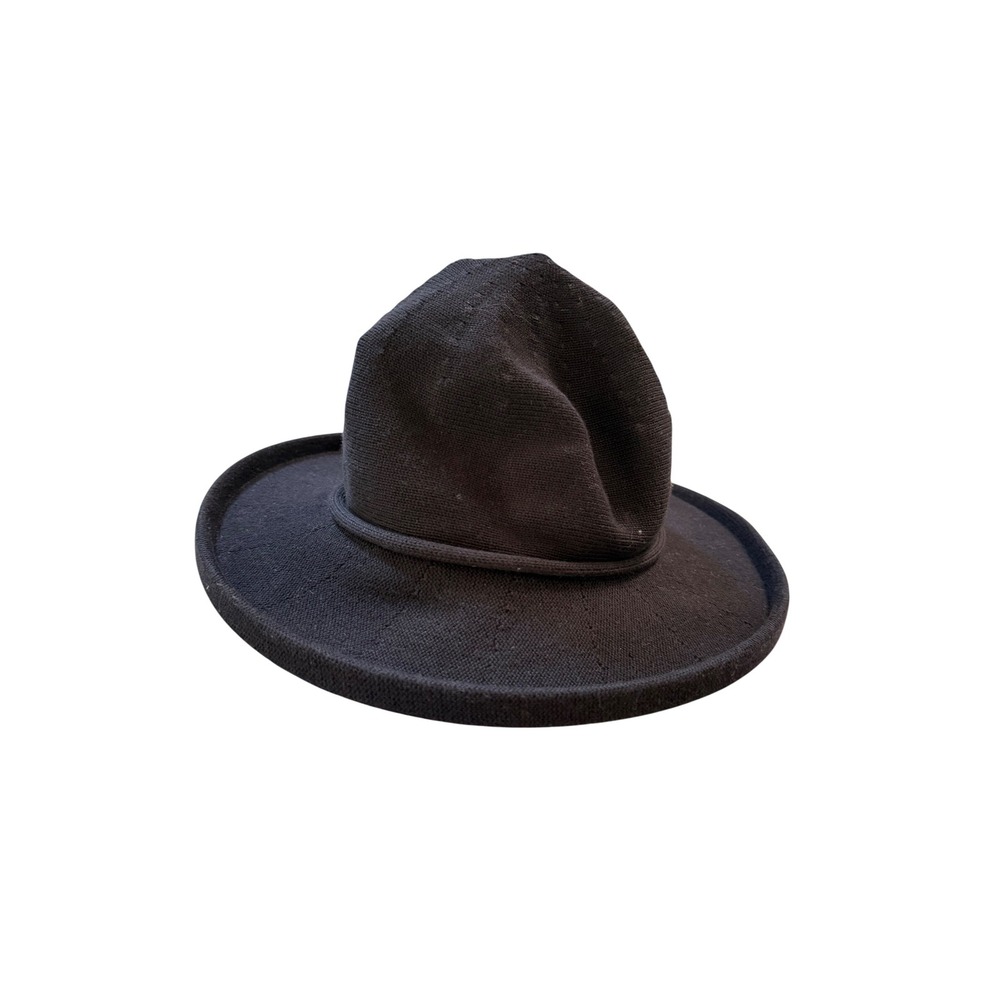 SunGuard by Parkhurst Black 100% Cotton Knit Wide Brim Sun Hat Made in Canada